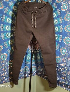 South Pole Black Fleece Joggers with Red Logo Tag